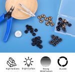 Thinp 12 Sets Snap Buttons Kit, Metal Snaps and Fasteners Kit Press Studs Snap Fasteners Clothing Snaps Button with 3 Pieces Snap Fastener Tool for Bags Jeans Clothes Fabric Leather Craft (Black) - Image 3